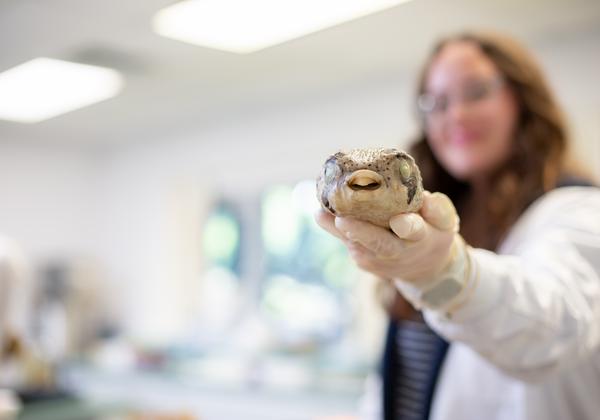 VIU student holding a fish
