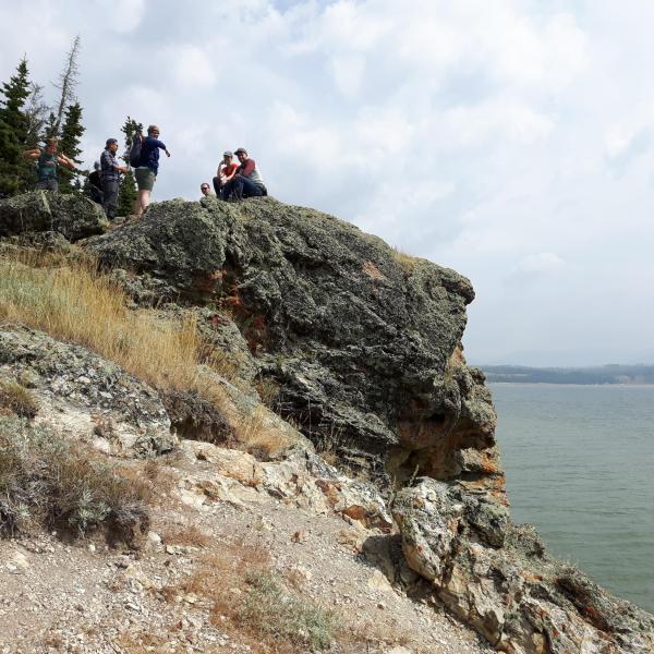 Students collaborating in the field on GEOL390 field school to Yellowstone