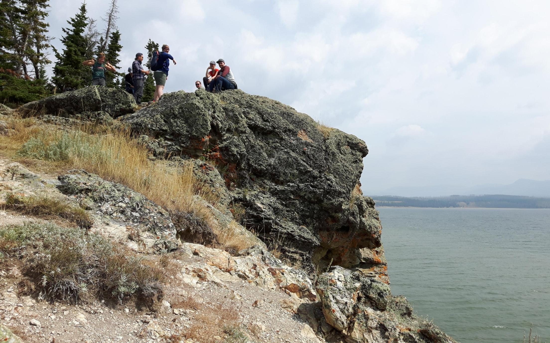 Students collaborating in the field on GEOL390 field school to Yellowstone