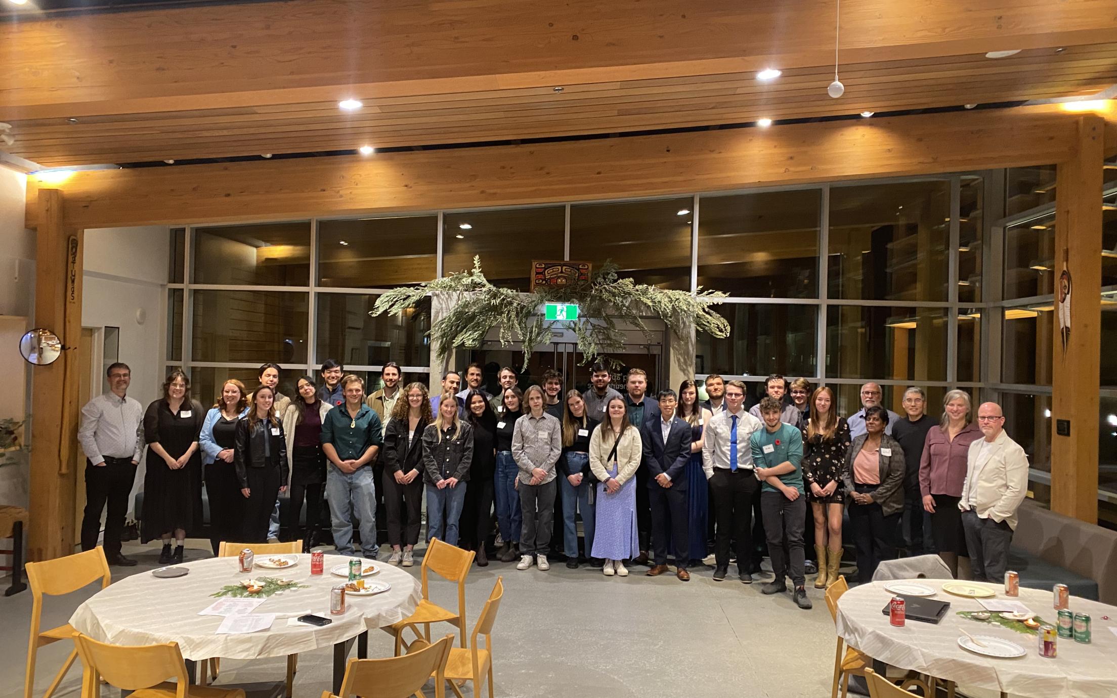 Students and faculty at the Fish and Aqua awards dinner 2024 in the Gathering Place