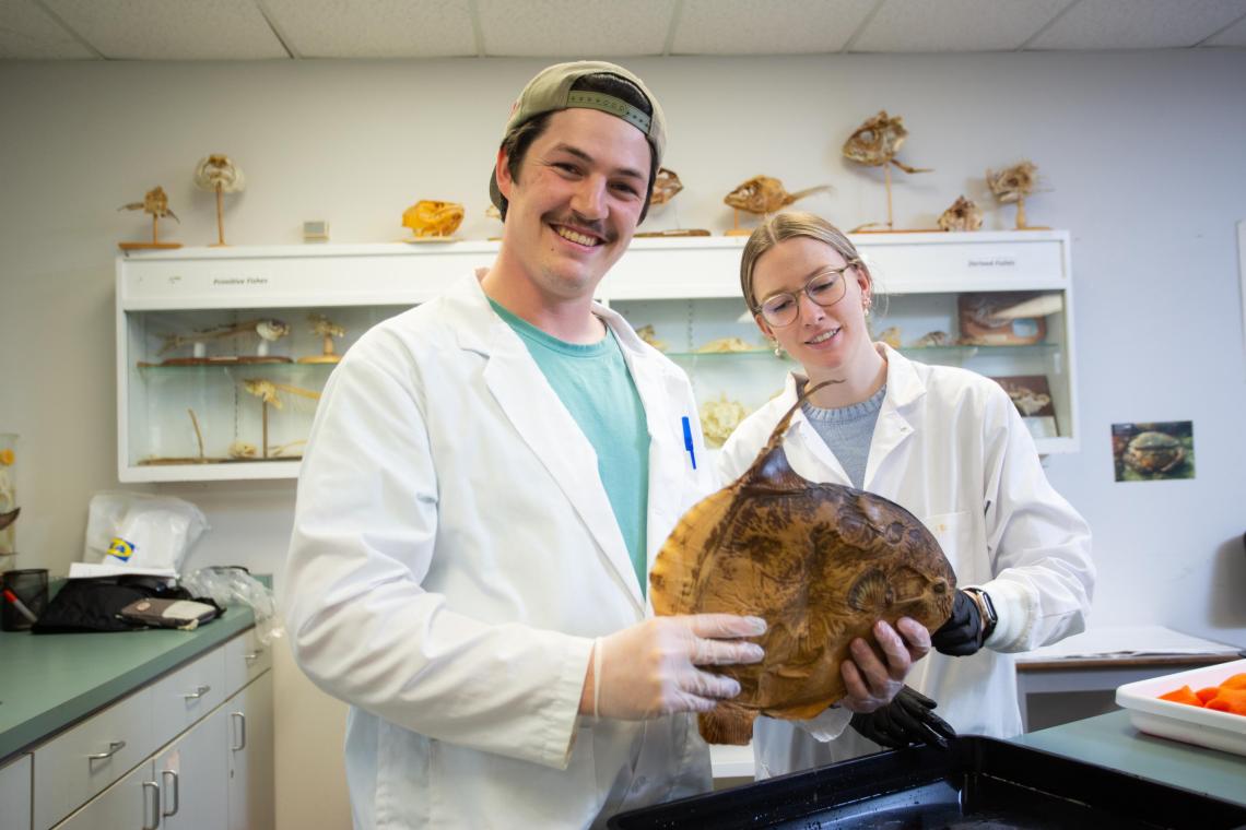 VIU students in the fish biology lab