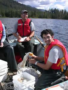 VIU Professor and students researching from a boat