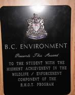 BC Environment plaque